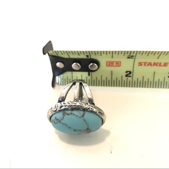 Semi-Previous Turquoise-Silver Adjustable Ring 1” - Picture 8 of 10